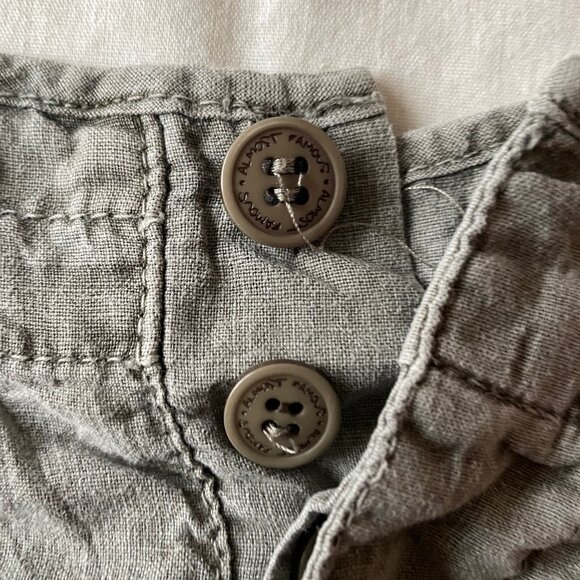 Almost Famous Y2K Cargo Style Olive Green Linen Shorts Flowers and Drawstring - Picture 7 of 9